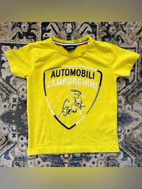 Lamborghini Yellow and Red Collar Kids Tee